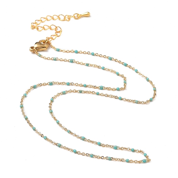 

PandaHall Brass Enamel Cable Chain Necklaces, with 304 Stainless Steel Lobster Claw Clasps, Real 18K Gold Plated, Mixed Color, 15.74 inch..., Multicolor