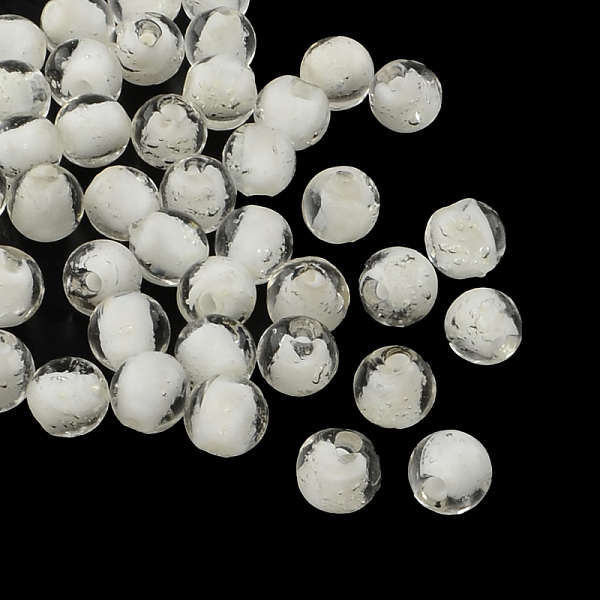 

PandaHall Handmade Luminous Lampwork Beads, Round, White, 9~10mm, Hole: 1~2mm Lampwork Round White