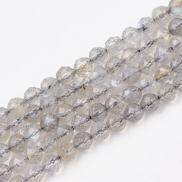 PandaHall Natural Labradorite Beads Strands, Faceted, Round, 3.5mm, Hole: 0.6mm, about 113pcs/strand, 15.7 inch Labradorite Round
