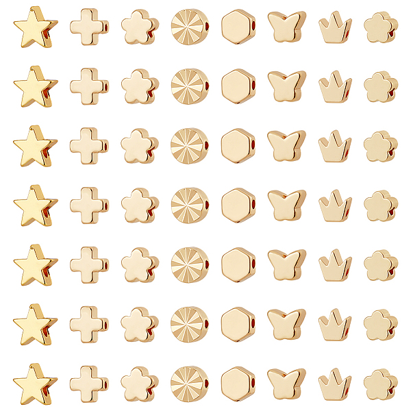 

PandaHall PH 14K Gold Beads Spacers, 80pcs Flower Spacer Beads Metal Star Crown Cross Charm Long-Lasting Loose Beads for Necklace Bracelet...