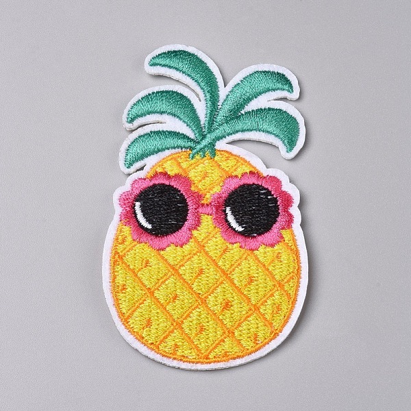 PandaHall Computerized Embroidery Cloth Iron on/Sew on Patches, Costume Accessories, Appliques, for Backpacks, Clothes, Pineapple, Gold...
