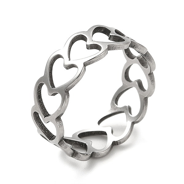 

PandaHall 201 Stainless Steel Finger Rings, Hollow Out Heart Ring for Women, Stainless Steel Color, 6.5mm, Inner Diameter: 17mm 201...