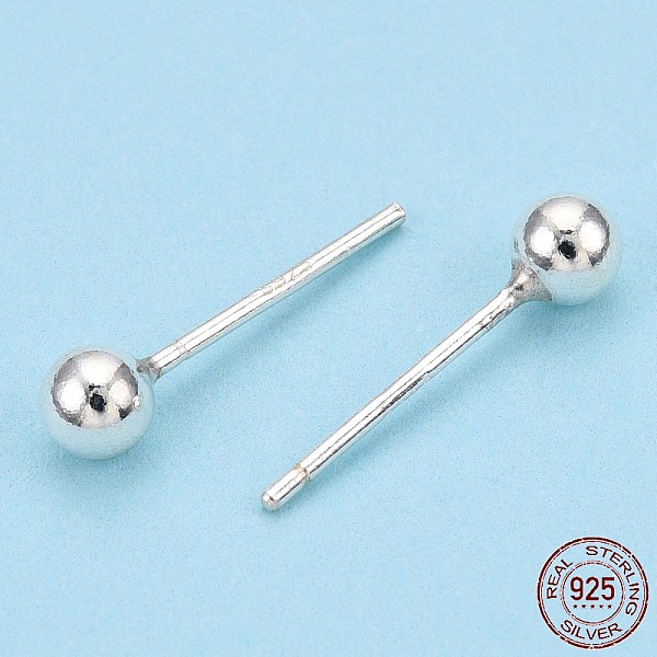 

PandaHall 925 Sterling Silver Round Ball Stud Earrings, Silver, 3.5mm, Pin: 0.8mm Sterling Silver
