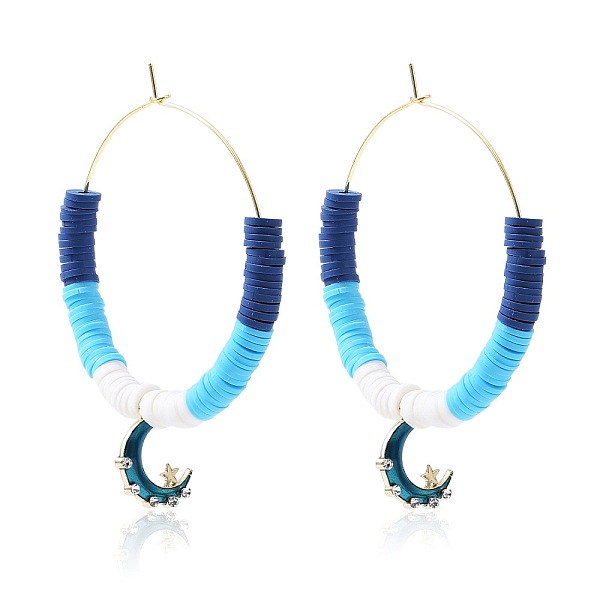

PandaHall Bohemia Style Colorful Clay Beads Hoop Earrings, Ring Other