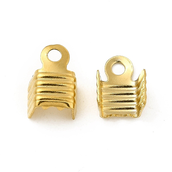 

PandaHall 304 Stainless Steel Folding Crimp Ends, Fold Over Crimp Cord Ends, Golden, 7.5x5x4mm, Hole: 1.4mm, Inner Diameter: 4mm 304...