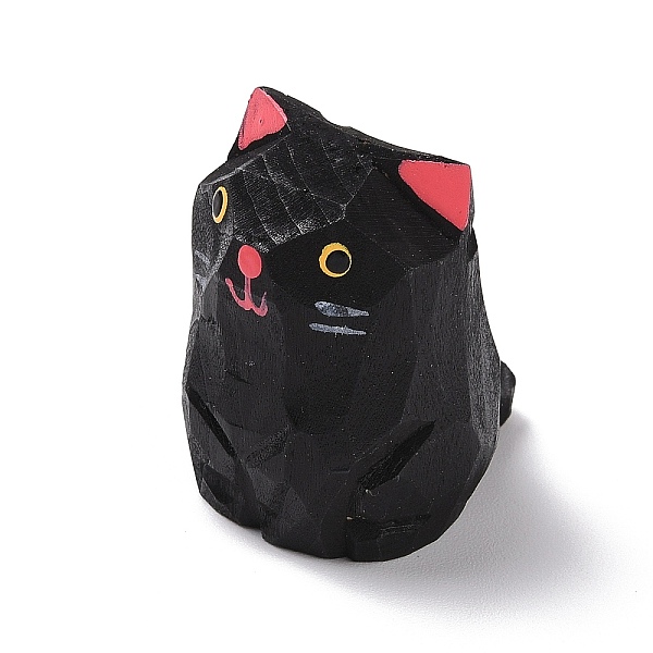 

PandaHall Cat Shape Wood Figurines, for Home Office Tabletop Decoration, Black, 26.5x33x35mm Wood Cat Shape Black
