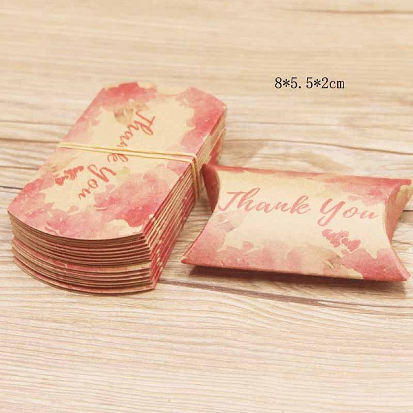 

PandaHall Paper Pillow Gift Boxes, Packaging Boxes, Party Favor Sweet Candy Box, Word Thank You, Colorful, 9.9x5.5x0.1cm, Finished Product...