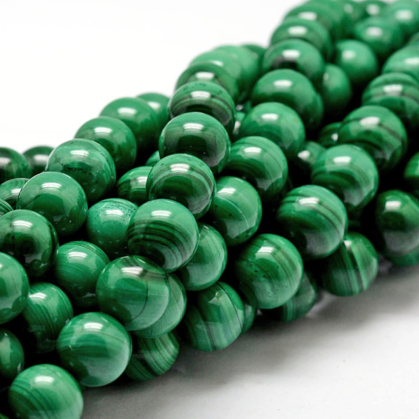 

PandaHall Natural Malachite Bead Strands, Round, 10mm, Hole: 1mm, about 39pcs/strand, 15.7 inch Malachite Round