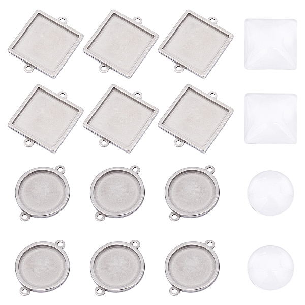 

PandaHall Unicraftale 24Pcs 304 Stainless Steel Cabochon Connector Settings, Mixed Shapes, Stainless Steel Color, 27.5x21x2mm, Hole: 1.8mm...