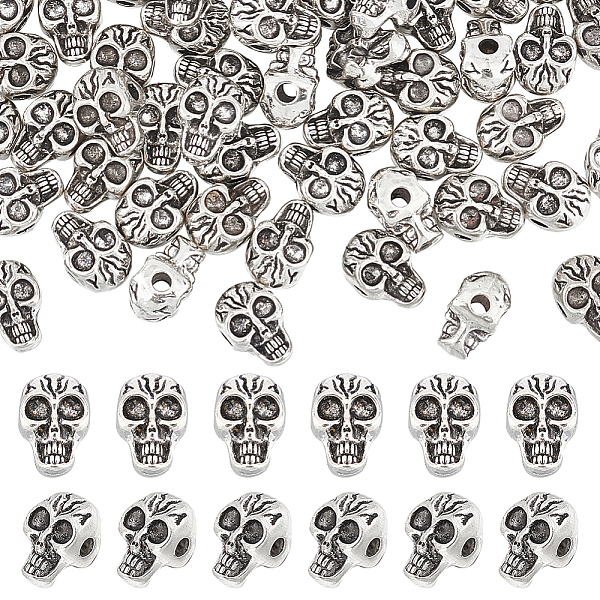 

PandaHall Unicraftale Tibetan Style Alloy Beads, Cadmium Free & Lead Free, Skull, Antique Silver, 11x7.5x6.5mm, Hole: 2mm, 80pcs/box Alloy...