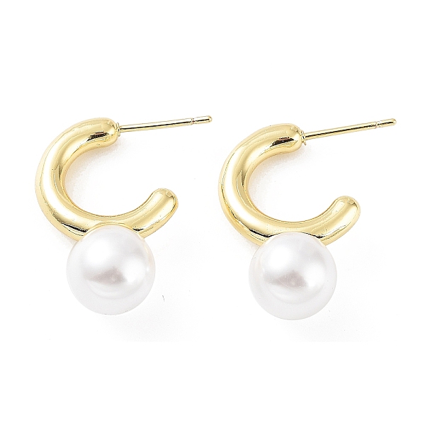 

PandaHall Rack Plating Brass Stud Earrings for Women, with Plastic Pearl, Long-Lasting Plated, Lead Free & Cadmium Free, Real 18K Gold..., White