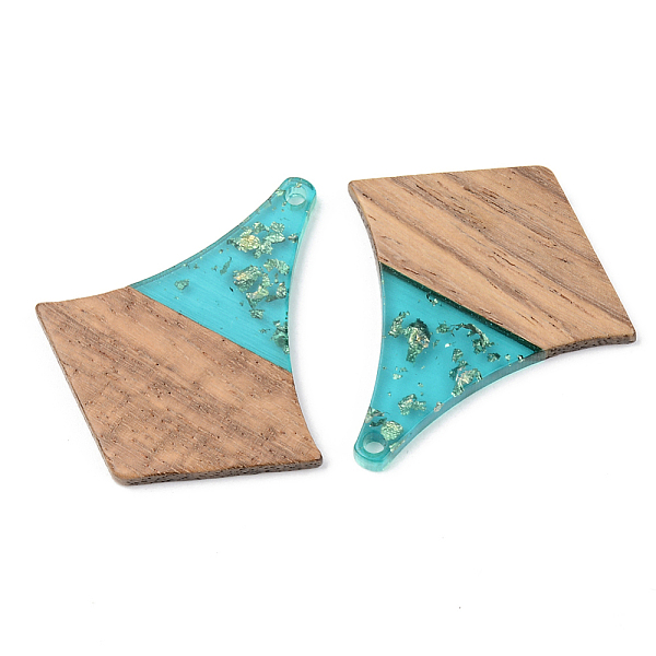

PandaHall Transparent Resin & Walnut Wood Pendants, with Gold Foil, Arrows, Dark Turquoise, 38x35x3mm, Hole: 2mm Resin+Wood Arrow Cyan