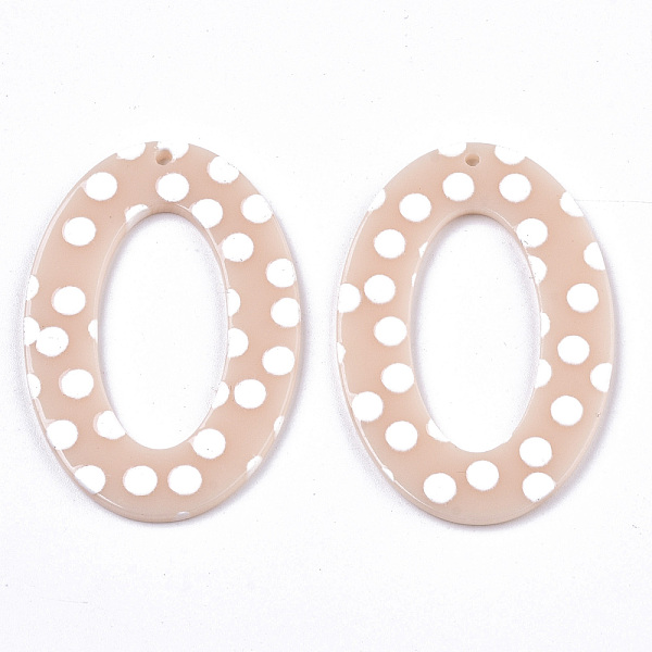

PandaHall Opaque Printed Acrylic Pendants, Oval, PeachPuff, 43x29x2~3mm, Hole: 1.5mm Acrylic Oval Brown