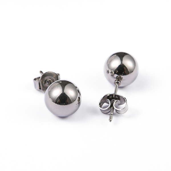 

PandaHall 304 Surgical Stainless Steel Ball Stud Earrings, Hypoallergenic Earrings, Stainless Steel Color, 18x8mm, Pin: 0.8mm 304 Stainless...