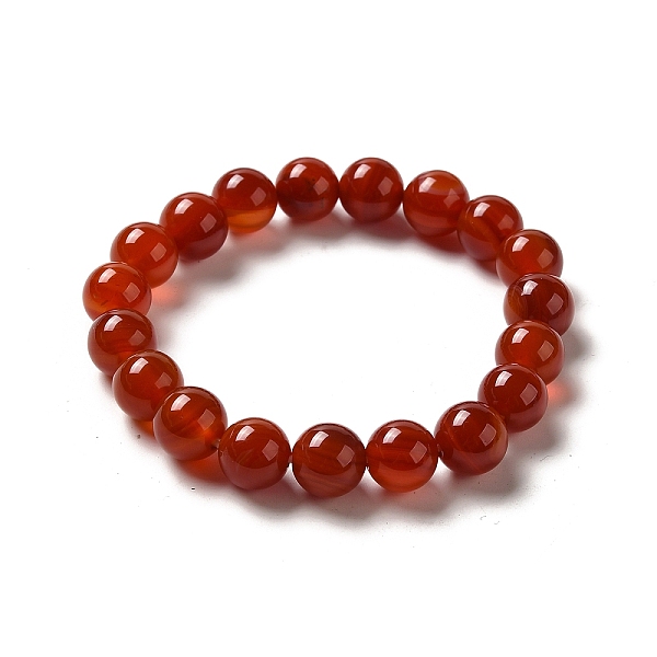 

PandaHall Gemstone Bracelet, Carnelian, about 5.2cm inner diameter, Bead: 10mm in diameter, 19pcs/Strand Carnelian Red