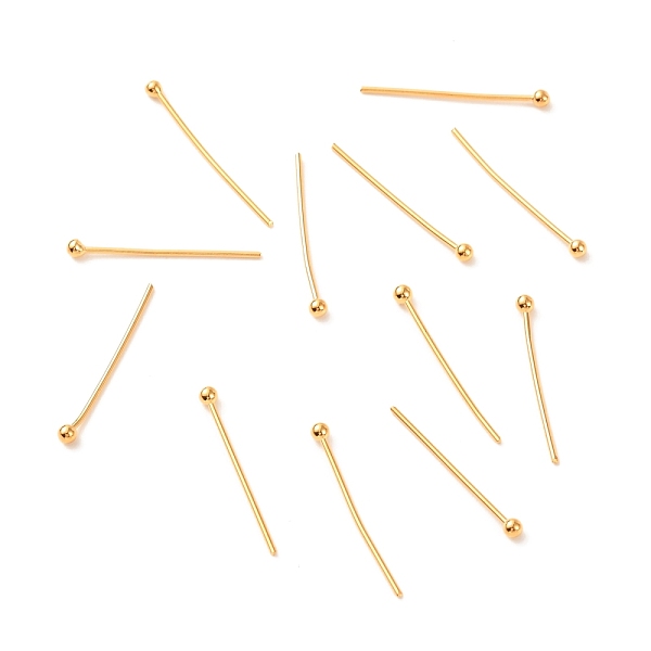

PandaHall Brass Ball Head Pins, Real 18K Gold Plated, 21x2mm, Pin: 0.7mm, 21 Gauge, Head: 2mm Brass