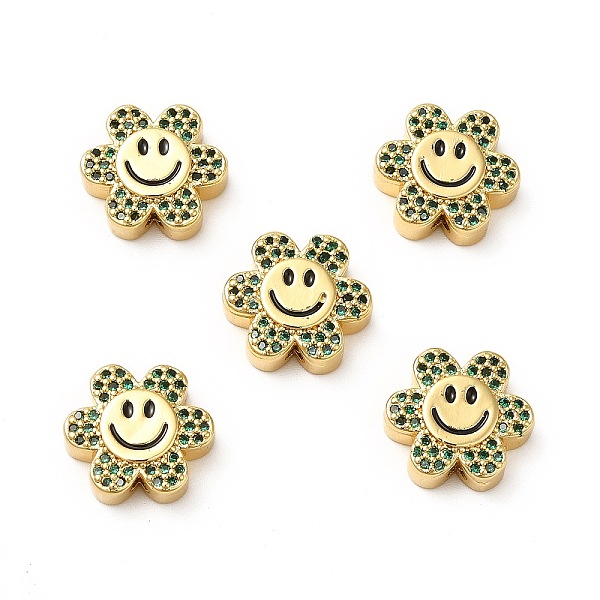 

PandaHall Rack Plating Brass Cubic Zirconia Beads, with Enamel, Real 18K Gold Plated, Long-Lasting Plated, Cadmium Free & Lead Free, Flower...