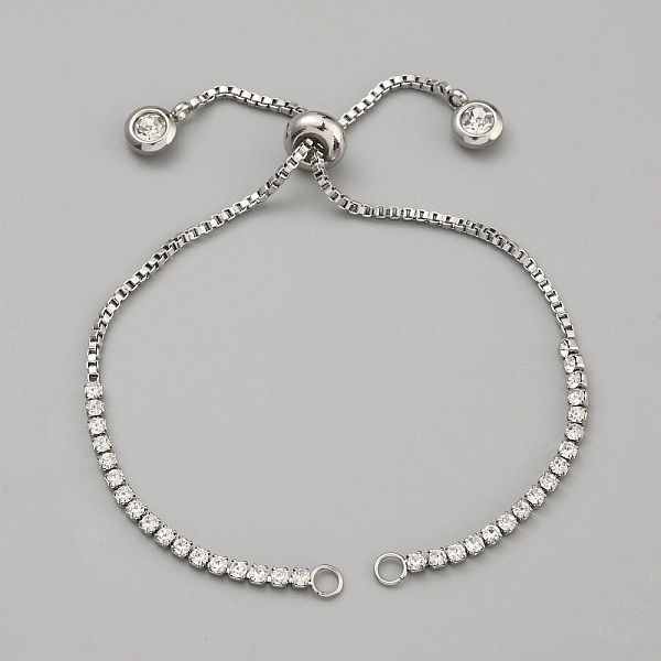 Adjustable Stainless Steel  Clear Glass Slider Bracelet Making