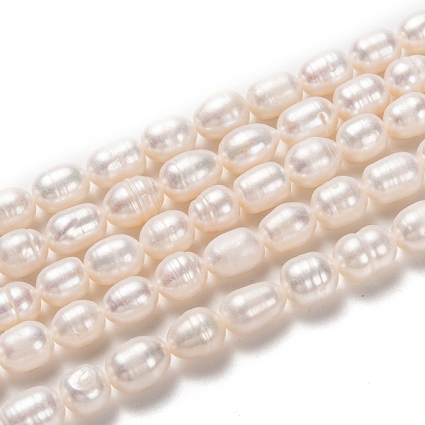

PandaHall Natural Cultured Freshwater Pearl Beads Strands, Rice, Bisque, 7~11x6~7mm, Hole: 0.8mm, about 38pcs/strand, 35cm Pearl Rice Orange