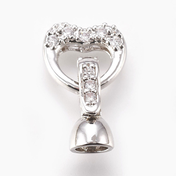 

PandaHall Brass Micro Pave Cubic Zirconia Fold Over Clasps, Heart, Clear, Real Platinum Plated, 18mm, Inner: 4mm Brass+Cubic Zirconia Clear