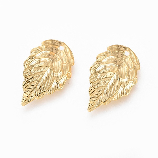 

PandaHall 304 Stainless Steel Pendants, Textured Leaf, Real 18k Gold Plated, 17x10x1mm, Hole: 1mm 304 Stainless Steel Leaf