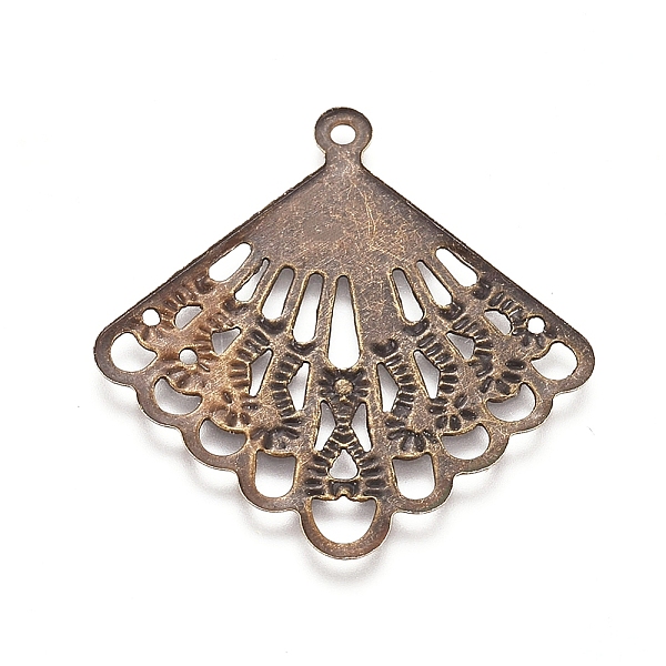 

PandaHall Iron Filigree Pendants, Rhombus, Antique Bronze, 27x26x0.4mm, Hole: 1.2mm Iron Rhombus