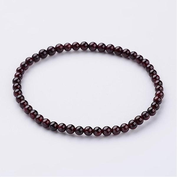 

PandaHall Natural Garnet Beaded Stretch Bracelets, with Elastic Fibre Wire, 2-1/4 inch(55mm) Garnet