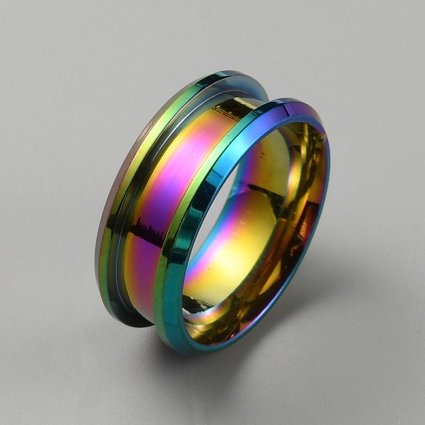 

PandaHall 304 Stainless Steel Grooved Finger Ring Settings, Ring Core Blank, for Inlay Ring Jewelry Making, Rainbow Color, US Size 6 1/2...