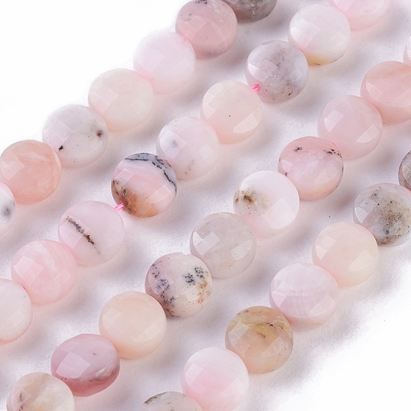 

PandaHall Natural Pink Opal Beads Strands, Faceted, Flat Round, 10x5mm, Hole: 1mm, about 36pcs/Strand, 15.3 inch~15.75 inch(39~40cm) Pink...