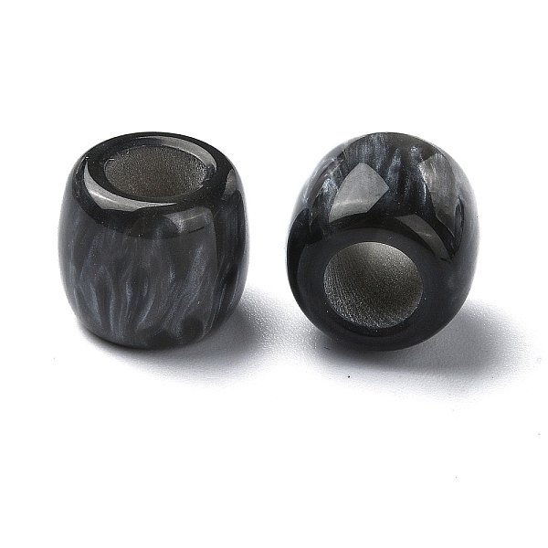 

PandaHall Resin European Beads, Large Hole Barrel Beads, Black, 11x12x12mm, Hole: 6mm Resin Barrel Black