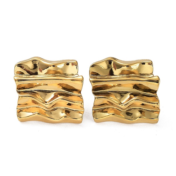 

PandaHall Ion Plating(IP) 304 Stainless Steel Textured Square Ear Studs for Women, Real 18K Gold Plated, 20x21mm 304 Stainless Steel Square