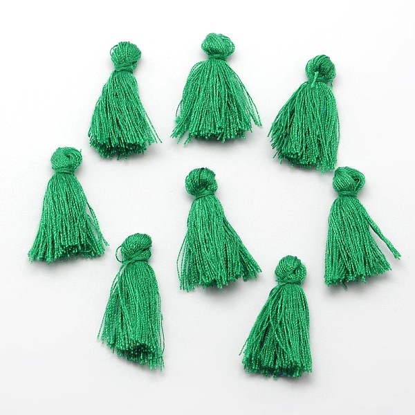 

PandaHall Cotton Thread Tassels Pendant Decorations, Green, 25~31x5mm, about 39~47pcs/bag Cotton Green