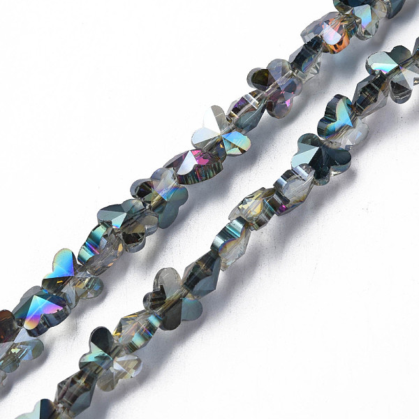 

PandaHall Electroplate Transparent Glass Beads Strands, AB Color Plated, Half Plated, Faceted, Butterfly, Cadet Blue, 8x10x6mm, Hole: 1mm...