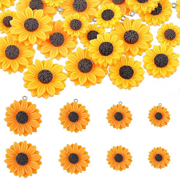 

PandaHall CHGCRAFT DIY Jewelry Making Finding Kit, Including Opaque Resin & Pendants, Sunflower, Orange, 16.5~31x4.5~7.5mm, 64Pcs/box...