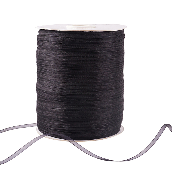 

PandaHall Organza Ribbon, Black, 1/8 inch(3mm), 1000yards/roll(914.4m/roll) Polyester None Black