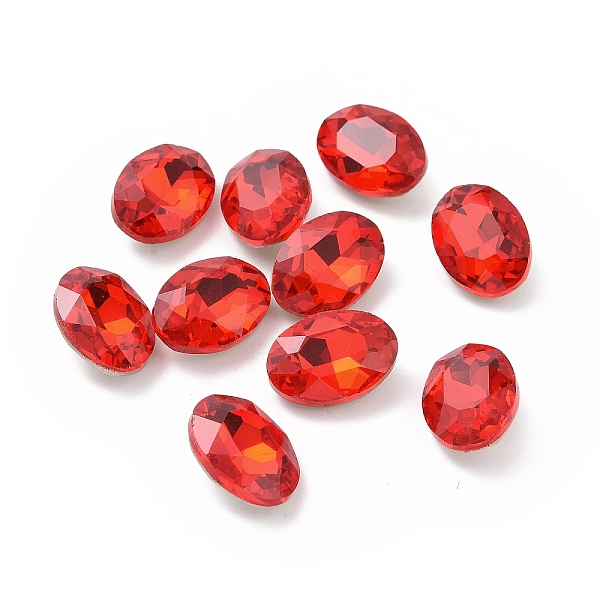 

PandaHall Glass Rhinestone Cabochons, Pointed Back & Silver Back Plated, Oval, Light Siam, 14x10x5mm Glass Rhinestone Oval Red