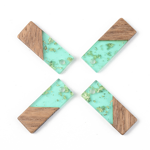 

PandaHall Transparent Resin & Walnut Wood Pendants, with Gold Foil, Rectangle, Pale Turquoise, 23x8.5x3mm, Hole: 2mm Resin+Wood Rectangle..., Cyan