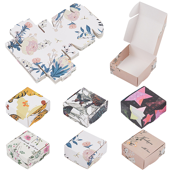 

PandaHall BENECREAT 36Pcs 6 Styles Square Paper Gift Boxes, Folding Box for Gift Wrapping, Floral & Butterfly & Star Pattern, Mixed Patterns...