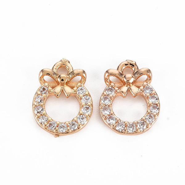 

PandaHall Rack Plating Brass Micro Pave Clear Cubic Zirconia Charms, Long-Lasting Plated, Cadmium Free & Lead Free, Bowknot, Light Gold...