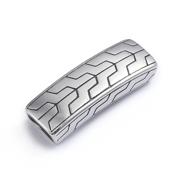 

PandaHall Retro 304 Stainless Steel Slide Charms/Slider Beads, for Leather Cord Bracelets Making, Rectangle, Antique Silver, 11x34x6mm, Hole...