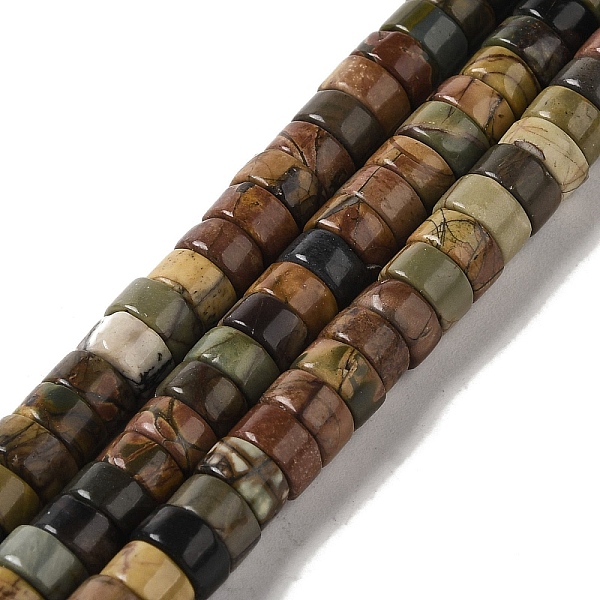 

PandaHall Natural Picasso Jasper Beads Strands, Disc, Heishi Beads, 6~6.5x3~3.5mm, Hole: 1.2mm, about 120pcs/strand, 15.75''(40cm) Picasso...