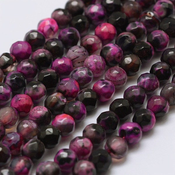

PandaHall Faceted Natural Fire Crackle Agate Beads Strands, Round, Dyed & Heated, Deep Pink, 4mm, Hole: 0.8mm, about 90~92pcs/strand, 14...