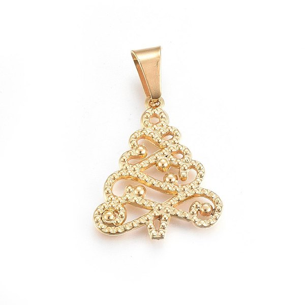 

PandaHall 304 Stainless Steel Pendants, Christmas Tree, Golden, 31.5x27x2.5mm, Hole: 11x6mm 304 Stainless Steel Tree