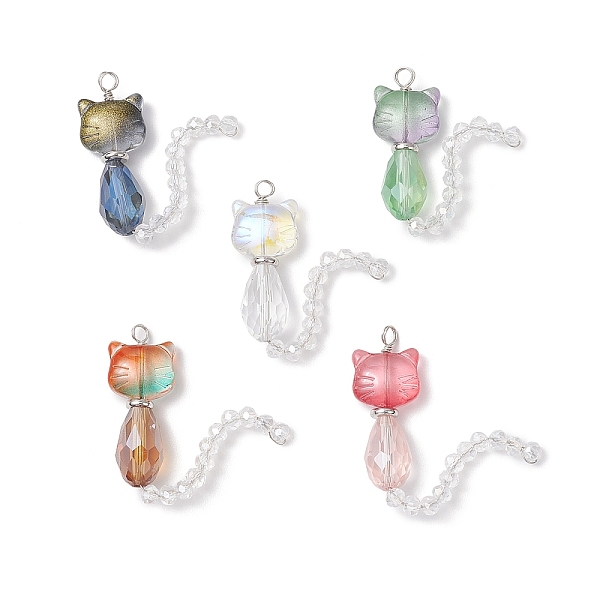 5Pcs Glass Pendants - image