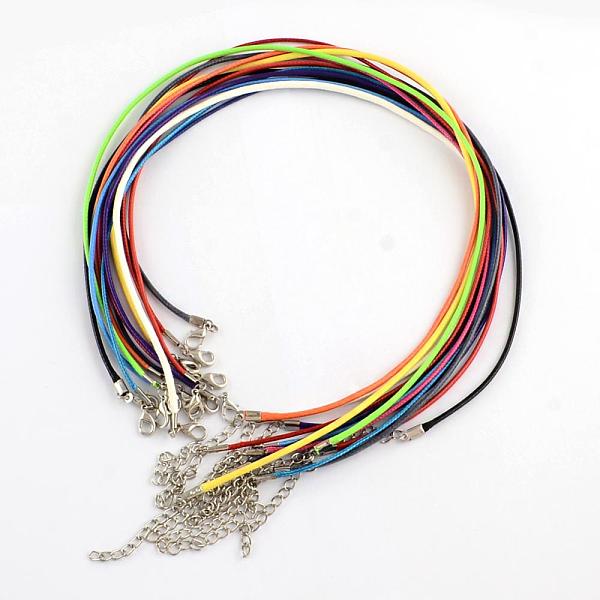 

PandaHall Waxed Cotton Cord Necklace Making, with Alloy Lobster Claw Clasps and Iron End Chains, Platinum, Mixed Color, 17.3 inch Waxed..., Multicolor