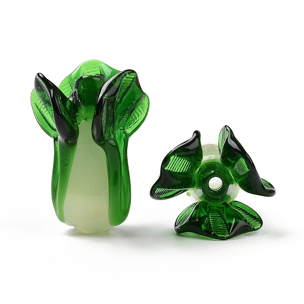 

PandaHall Handmade Lampwork Beads, Cabbage, Dark Green, 35~36x25.5~26.5x25.5~26.5mm, Hole: 3.7mm & 2.7~3mm Lampwork Vegetables