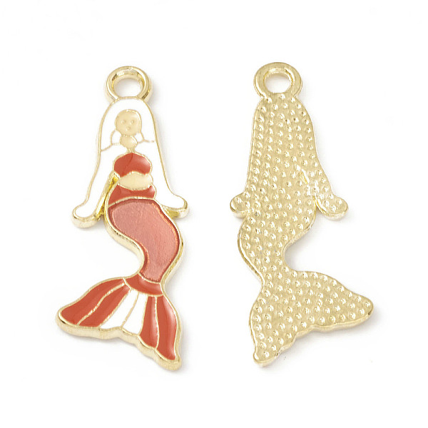 

PandaHall Alloy Enamel Pendants, Mermaid Charm, Golden, Chocolate, 31x12x1.3mm, Hole: 2.3mm Alloy+Enamel Others Brown