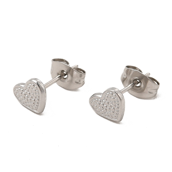 

PandaHall 304 Stainless Steel Heart Stud Earrings for Women, Stainless Steel Color, 6x7mm, Pin: 0.8mm 304 Stainless Steel Heart