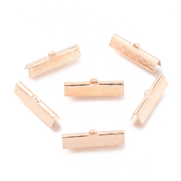 

PandaHall 304 Stainless Steel Ribbon Crimp Ends, Rose Gold, 7x25x5.5mm, Hole: 2.5x1.5mm 304 Stainless Steel