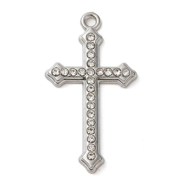 

PandaHall Alloy with Rhinestone Pendants, Cross Charms, Platinum, 44x24x3mm, Hole: 2.3mm Alloy+Rhinestone Cross Clear